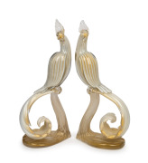 An impressive pair of Murano glass bird statues, the larger 42cm high