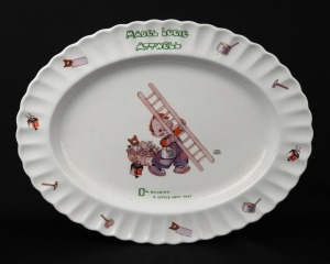 MABEL LUCIE ATTWELL "I'm Building A Little Love Nest" vintage English porcelain meat platter, manufactured by Shelley, circa 1930s, factory mark to base, ​​​​​​​41cm wide