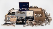 Box of assorted silver plated cutlery, spoons, etc, (qty)