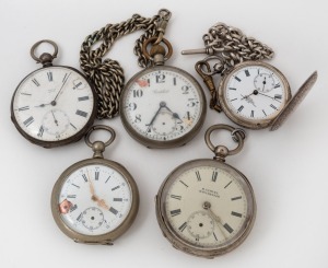 Five assorted antique pocket watches, 19th/20th century,&nbsp;