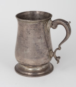 An antique George II sterling silver pint tankard, made by William Williamson of Newcastle, circa 1755, 13cm high, 404 grams - 2