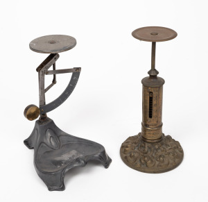 R.W. WINFIELD BIRMINGHAM No.170 antique postal scales, stamped "JANUARY 13, 1840"; together with French postage letter scales on Art Nouveau metal base, (2 items), 16.5cm and 14cm high