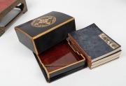 Japanese lacquered box housing four volumes of Japanese text; together with a stand, Meiji Period, 20th century, the stand 20cm wide - 2