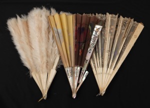 Three assorted antique fans, carved whalebone and mother of pearl, 19th century, A/F, 19th century, ​​​​​​​the largest 37cm long