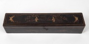 An antique Chinese carved ivory and hand-painted silk fan, housed in original box, 19th century, the box 29cm wide. - 2