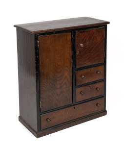 An antique apprentice miniature gentleman's robe crafted in oak and pine, early 20th century, 44cm high, 37cm wide, 19cm deep