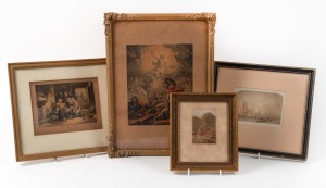 GEORGE BAXTER group of four antique framed coloured prints, ​​​​​​​the largest 37 x 27cm overall