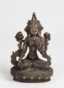 A Sino-Tibetan cast bronze Tara Buddha statue, 20th century, 19.5cm high