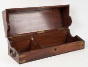 An antique English mahogany instrument case with brass bindings, early 19th century, 18cm high, 61cm wide, 21cm deep