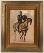 BETTINA McMAHON (1930 - ), Dark Warrior, oil on board, signed lower left "Bettina McMahon, '67", 35 x 26cm, 52 x 43cm overall - 2