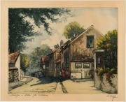 LUCIEN VEDER (1902&ndash;1978), Barbizon - Atelier J.F. Millet, hand-coloured etching, titled and signed "Le Garf" in lower margin, ​​​​​​​17 x 33.5cm, 43 x 49cm overall