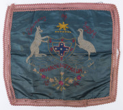 SOUVENIR OF EGYPT, ADVANCE AUSTRALIA, 1916", hand embroidered silk scarf, ​51 x 51cm