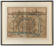 ISAAC BASIRE, "NEWPORT a Strong SEA-PORT TOWN in FLANDERS, restored to the EMPIRE by ye TREATY of UTRECHT.", [London, for Rapin's "History of England", 1732 - 1747], hand-coloured copper plate engraving, 39 x 48cm; framed 55.5 x 64.5cm overall. - 2