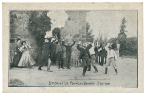 POSTCARD: c1906 Arras Press: Ned Kelly Series "Sticking Up Younghusband's Station'.