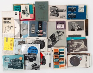 VARIOUS MANUFACTURERS: A large quantity of camera and camera accessory instruction booklets, from many manufacturers such as Canon, Leitz, and Olympus.