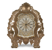 Antique ornate bronze cased strut clock, fine case in the manner of Thomas Cole with later replaced time only movement, 19th century, 21cm high