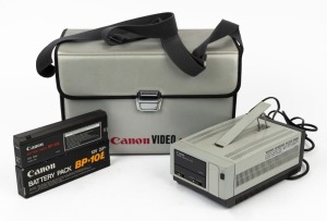 CANON: Power Adapter VP-10, c. 1980s, in matching case with two Canon BP-10E Battery Packs.