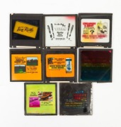 CINEMA ADVERTISING: Eight 8 x 8cm c. 1940s suburban Melbourne businesses glass slides, including 'Emerald Country Club - Open to Guests...', 'Ladies Fashion Shoes - Public Benefit Bootery...', 'Rutherford Quality Butcher Nicholson St. One Grade Only - The