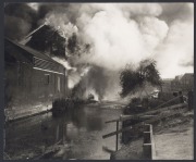 DISASTERS: Three 1930s press agency photographs - "Devastating fire broke out at Collingbourne, Kingston, Wiltshire, Feb. 9th", "Fire occurred at...one of the oldest established tanneries in the country", "Motor-lorry...burst into flames on the Newcastle-