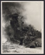 DISASTERS: Three 1930s press agency photographs - "Devastating fire broke out at Collingbourne, Kingston, Wiltshire, Feb. 9th", "Fire occurred at...one of the oldest established tanneries in the country", "Motor-lorry...burst into flames on the Newcastle- - 3