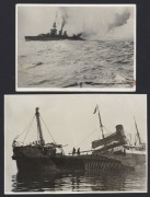 SHIPWRECKS: Eight 1930s press agency photographs of damaged/destroyed merchant vessels, including 1934 Canby run aground at Guion Island Nova Scotia, 1934 Erling Lind&oelig;e collision with Hakone Maru at Belvedere Kent, 1937 Aida Lauro run aground at St. Just - 3