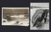 SHIPWRECKS: Eight 1930s press agency photographs of damaged/destroyed merchant vessels, including 1934 Canby run aground at Guion Island Nova Scotia, 1934 Erling Lind&oelig;e collision with Hakone Maru at Belvedere Kent, 1937 Aida Lauro run aground at St. Just - 4