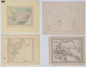 'WORLD ON GNOMONIC PROJECTION, Plate 4, Asia" by the S.D.U.K. (c.1830s; shows Western Australia, Papua and South-East Asia); "South Eastern Australia" by Weller for Longman (1838); "Map of Oceanica, exhibiting its Various Divisions & Island Groups" by S. Augustus Mitchell (1872); and the 1888 reproduction of "A Survey of The Settlement in New South Wales New Holland" by Dulon & Poates. Various sizes. (4 items).