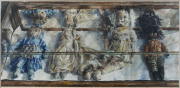 MIKE GREEN (b.1941), Four Under Glass, watercolour, signed at dated '80 lower left; titled lower right, 35 x 72cm.