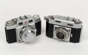 AGFA: Group of two rangefinder cameras - one Karat 36 with Schneider-Kreuznach Karat Xenon 50mm f2 lens and Synchro-Compur shutter, together with one 1955-type Super Silette with Agfa Solagon 50mm f2 lens, Synchro-Compur shutter, and Agfa lens cap. (2 ite