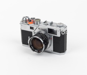 NIPPON KOGAKU: Nikon S3 rangefinder camera [#6300127] with Nikkor-S&middot;C 50mm f1.4 lens [#386881] and Nikon leather case, c. 1958.