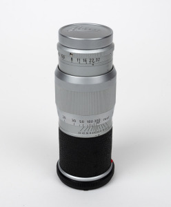 LEITZ: Bayonet-mount Hektor 135mm f4.5 lens [#1384514] with Leitz front and rear lens caps.