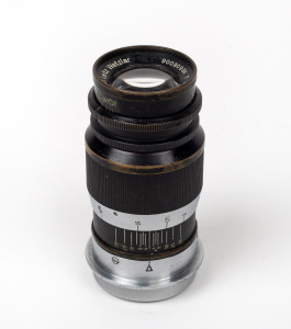 LEITZ: Screw-mount Elmar 90mm f4 lens [#606006] with Leitz rear lens cap.