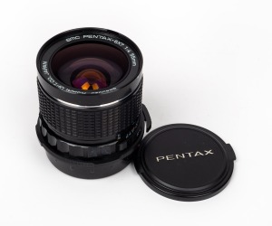ASAHI KOGAKU: SMC Pentax-6 x 7 55mm f4 lens [#8445623] with Pentax front and rear lens caps and Pentax leather case.