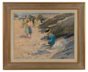 DOROTHEA SHARP (British 1874-1955), (untitled Cornish beach scene), oil on canvas, signed lower left "Dorothea Sharp", 36 x 46cm, 51 x 61cm overall. PROVENANCE: Private Collection Melbourne.
