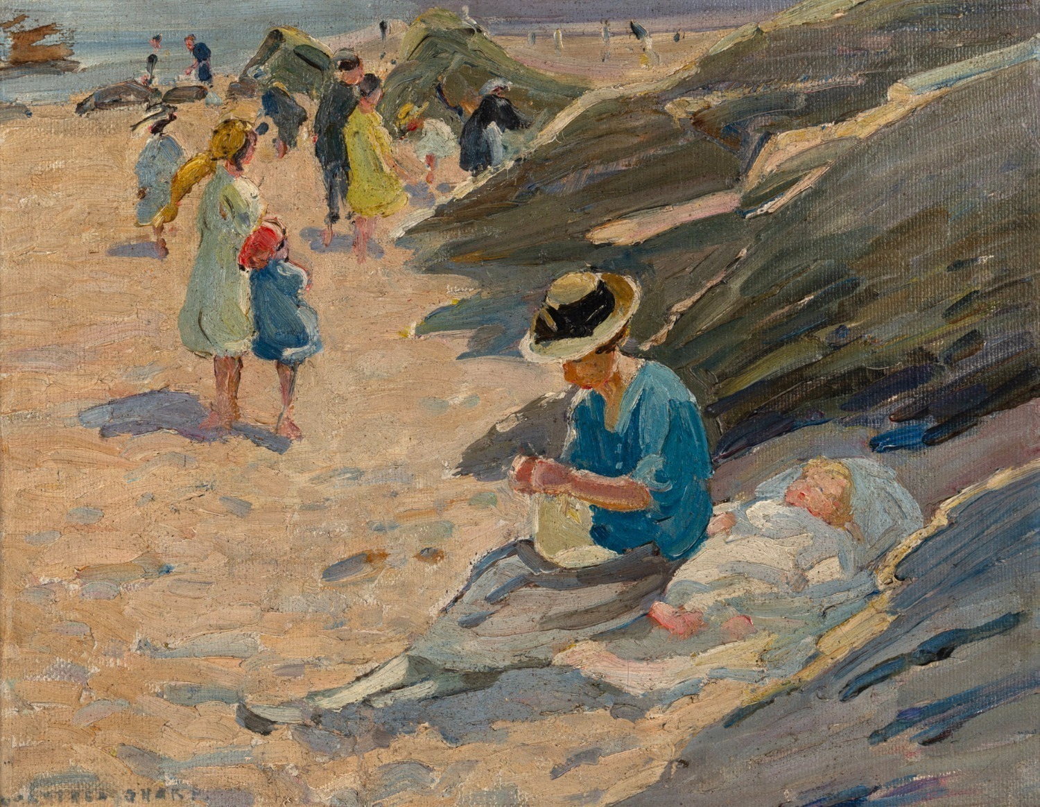 DOROTHEA SHARP (British 1874-1955), (untitled Cornish beach scene), oil ...