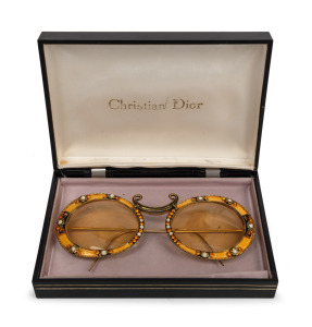 CHRISTIAN DIOR vintage Tura enamel and jewelled sunglasses in original case