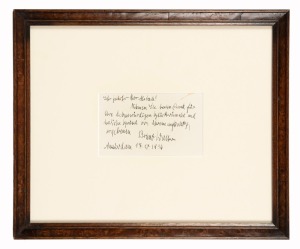 BRUNO WALTER (1876-1962), German composer, strong signature on single page note written in Amsterdam and dated 17/10/1936, attractively framed and mounted for display, 31 x 37cm overall