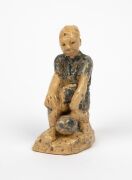 MERRIC BOYD self portrait pottery statue, incised "Merric Boyd 1946", 15.5cm high - 3