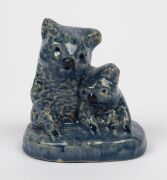 MERRIC BOYD (attributed) pottery koala figure group with mottled blue glaze, ​​​​​​​10cm high - 2