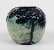 BULLOCK hand-built pottery vase with applied tree decoration, incised "M. Bullock", ​​​​​​​13cm high, 14cm wide - 4