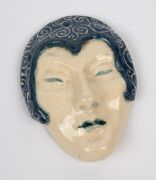 MARGUERITE MAHOOD Art Deco pottery face mask of a lady, incised "M. Mahood, 1932, B390", 12 x 9cm - 2