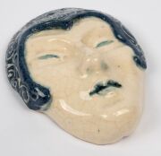 MARGUERITE MAHOOD Art Deco pottery face mask of a lady, incised "M. Mahood, 1932, B390", 12 x 9cm - 5