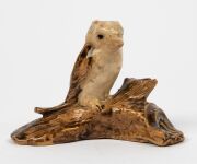 WILLIAM RICKETTS pottery kookaburra perched on a branch, incised "Wm. Ricketts Pottery Sanctuary Mt Dandenong 1936", 7cm high, 9.5cm wide - 2