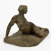 GUSTAV PILLIG pottery female nude statue with bronzed finish, incised "G. Pillig", "11cm x 16cm wide - 3