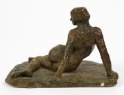 GUSTAV PILLIG pottery female nude statue with bronzed finish, incised "G. Pillig", "11cm x 16cm wide - 4