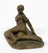 GUSTAV PILLIG pottery female nude statue with bronzed finish, incised "G. Pillig", "11cm x 16cm wide - 5