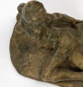 GUSTAV PILLIG pottery female nude statue with bronzed finish, incised "G. Pillig", "11cm x 16cm wide - 7