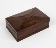 JOSEPH SLY Colonial cedar sewing box with lift out insert tray stamped "J. Sly" near the lock 19th century, 11cm high, 29cm wide, 19cm deep. - 3