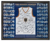 'THE HIGHEST HONOUR - CELEBRATING THE HISTORY OF THE BROWNLOW MEDAL' display produced by the AFL and the AFL Players Association, comprising head shots of all winners up to 2014. Featuring an oversized replica Brownlow Medal as centrepiece, a specially-de