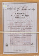 COLLINGWOOD V BRISBANE VICTORIA PARK FINAL MATCH: 'Good Old Collingwood Forever' panoramic print, limited edition 1/2500 with CoA, with at margins the original signatures of all twenty-two Collingwood players listed (Nathan Buckley, Scott Burns, Paul Licu - 2